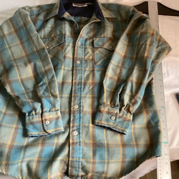McGregor Sportswear Plaid Button-Down Shirt – Blue/Brown – Size M – 28" Length - Picture 7 of 7